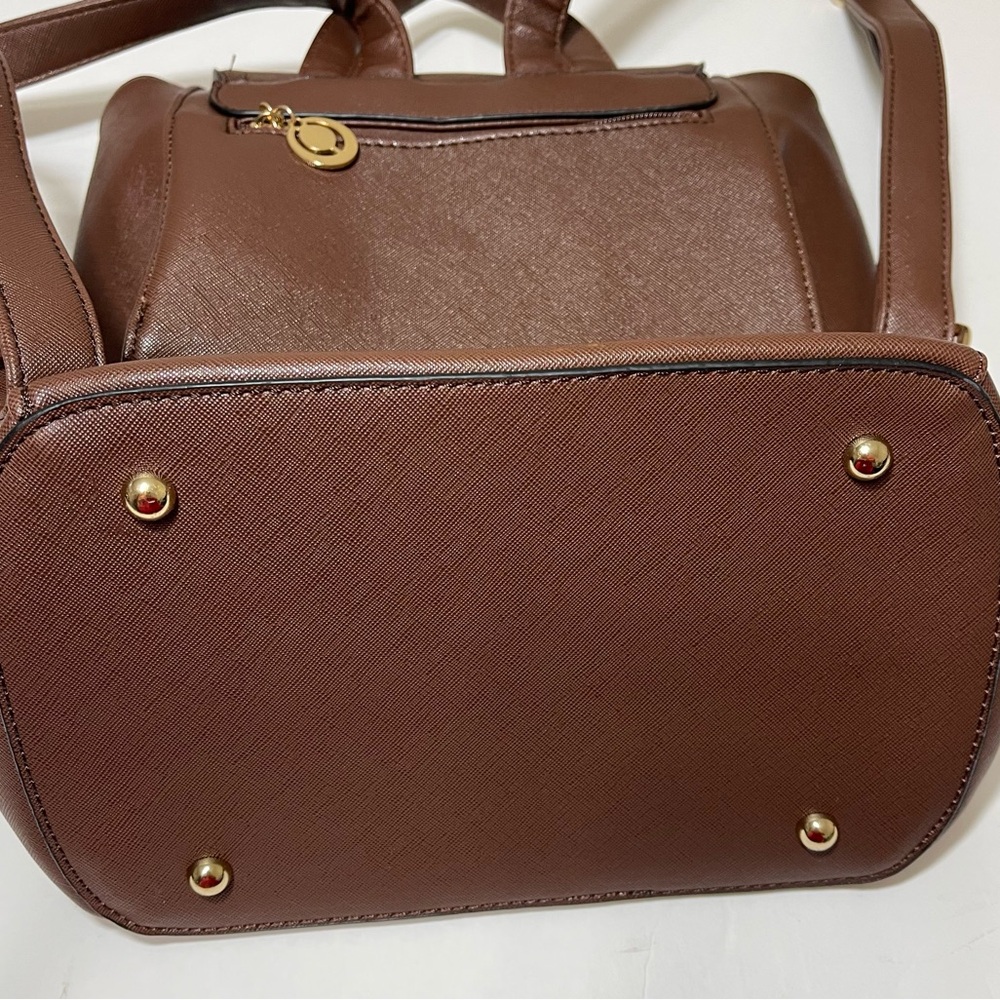 Elegant Brown Faux Leather Backpack - Picture 14 of 14